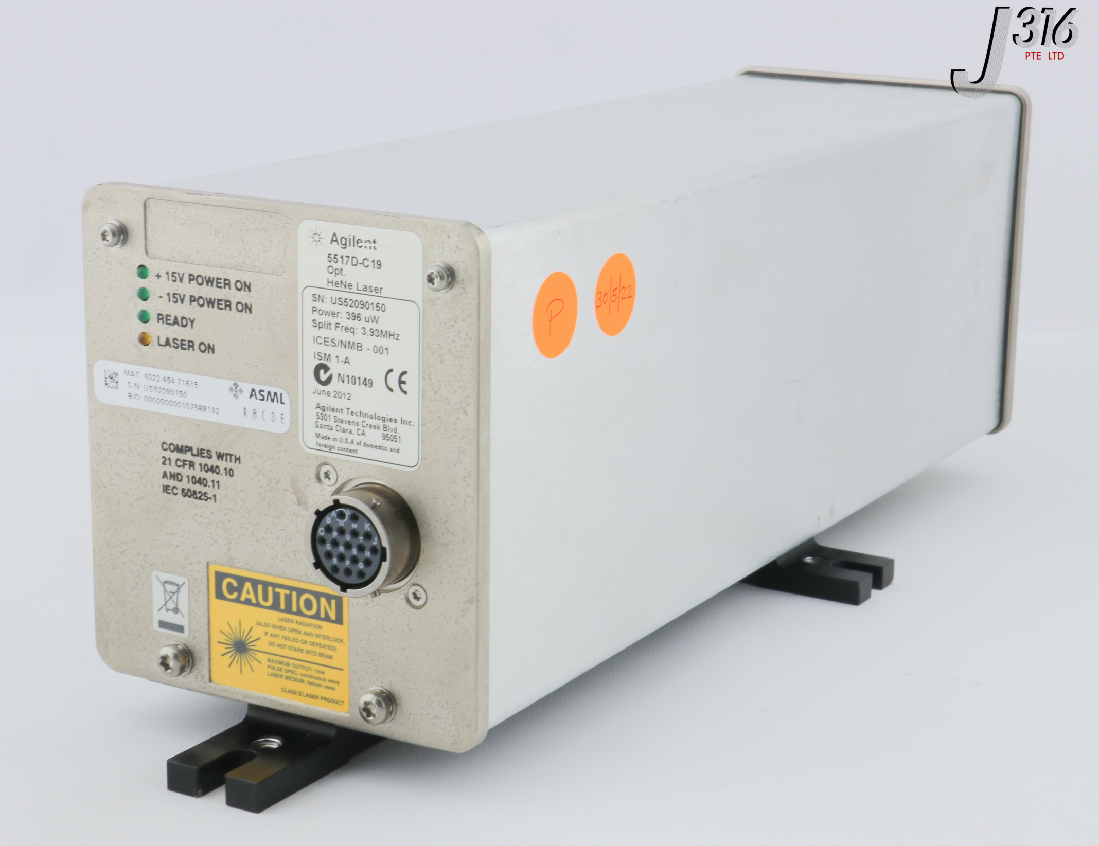 n！ 28935 AGILENT LASER HEAD, POWER: 396uW, 3.93MHZ, ASML 4022.454